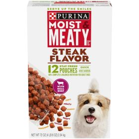 Purina Moist and Meaty Steak Flavored Beef Wet Dog Food 12 pack - 6 oz pouches