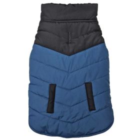 Fashion Pet Reversible Color Block Puffer Dog Jacket Blue (size: large)