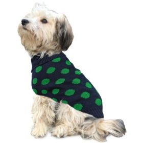 Fashion Pet Contrast Dot Dog Sweater Green (size: large)