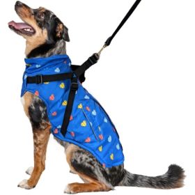 Fashion Pet Puffy Heart Harness Coat Blue (size: large)