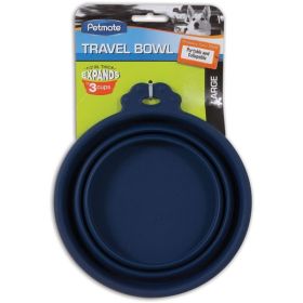 Petmate Round Silicone Travel Pet Bowl Blue (size: large)