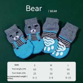 High Quality Non-slip Sole Dog Socks Teddy Corgi 4 Pack (Option: Bear-S)