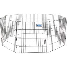 Petmate Exercise Pen Single Door with Snap Hook Design and Ground Stakes for Dogs Black (size: 24" tall)