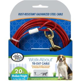 Four Paws Dog Tie Out Cable - Medium Weight - Red (size: 20" Long Cable)