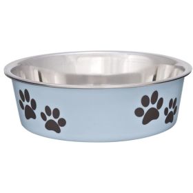 Loving Pets Stainless Steel Dish with Rubber Base - Small - 5.5" Diameter (Color: light blue)