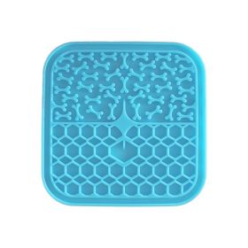 Silicone Dog Licking Pad Slow Food Plate (Color: Blue)