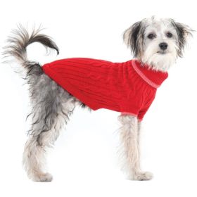 Fashion Pet Cable Knit Dog Sweater - Red (size: large)