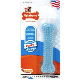 Nylabone Puppy Chew Dental Bone Chew Toy - 3.75" Chew - (For Puppies up to 15 lbs) (Color: Blue)