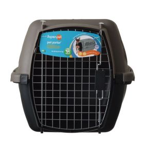 Aspen Pet Porter Heavy-Duty Pet Carrier Storm Gray and Black (size: 15-20 lb)