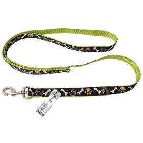 Pet Attire Ribbon Brown Paws & Bones Nylon Dog Leash (size: 6' Long x 1" Wide)