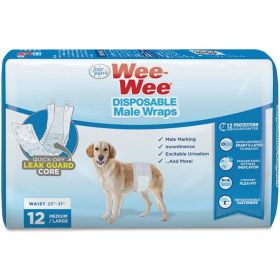 Four Paws Wee Wee Disposable Male Dog Wraps (size: Medium/Large - 12 Pack)