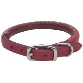 Circle T Oak Tanned Leather Round Dog Collar - Red (size: 12")