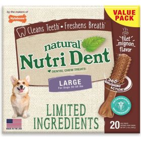 Nylabone Natural Nutri Dent Filet Mignon Dental Chews - Limited Ingredients (size: Large - 20 Count)