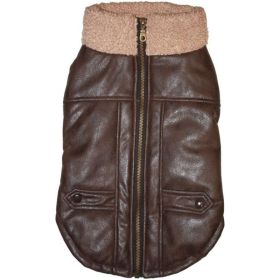 Fashion Pet Brown Bomber Dog Jacket (size: large)